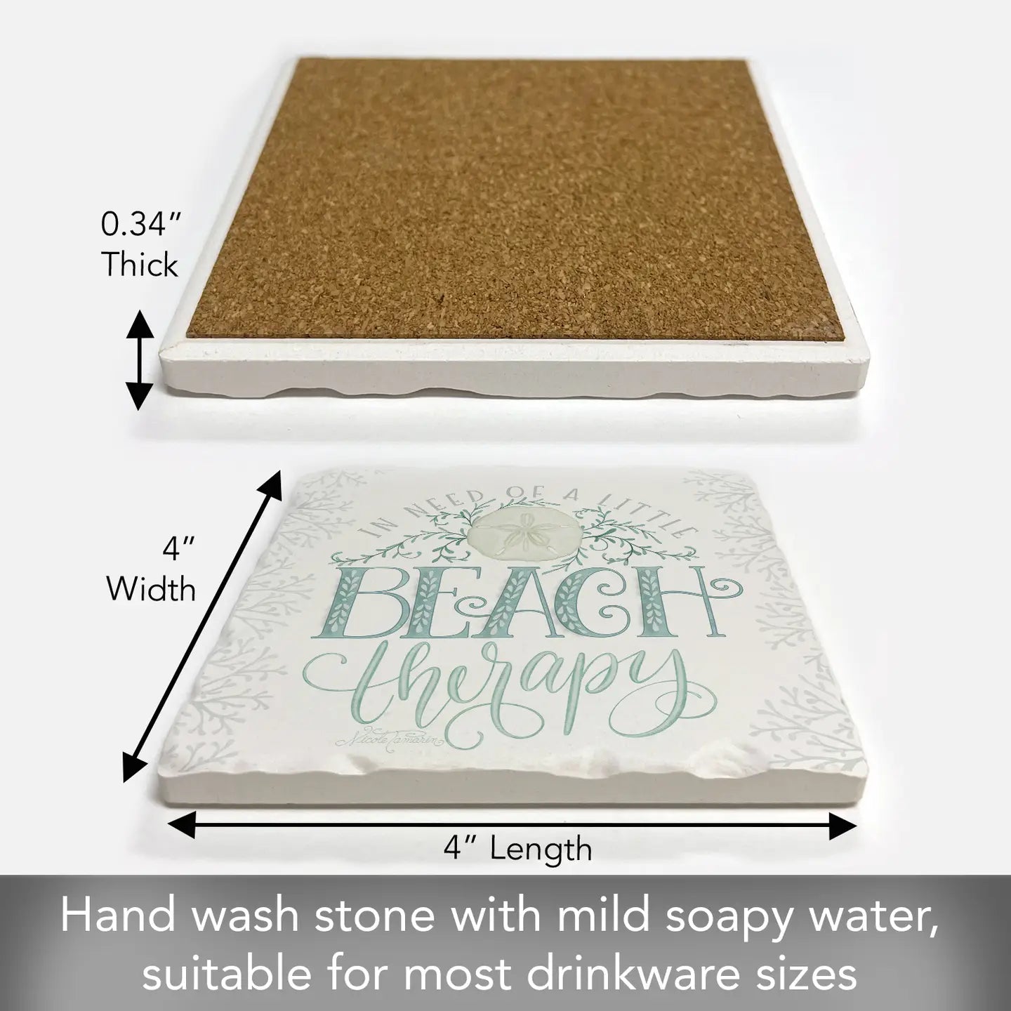 Beach Therapy Absorbent Stone Tumbled Tile Coaster
