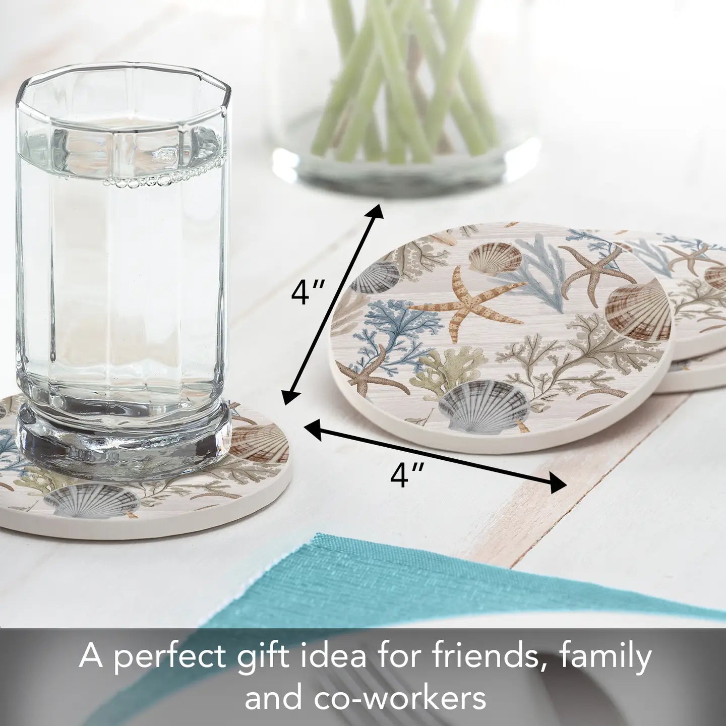 "Beyond the Shore" Round Absorbent Stone Coaster
