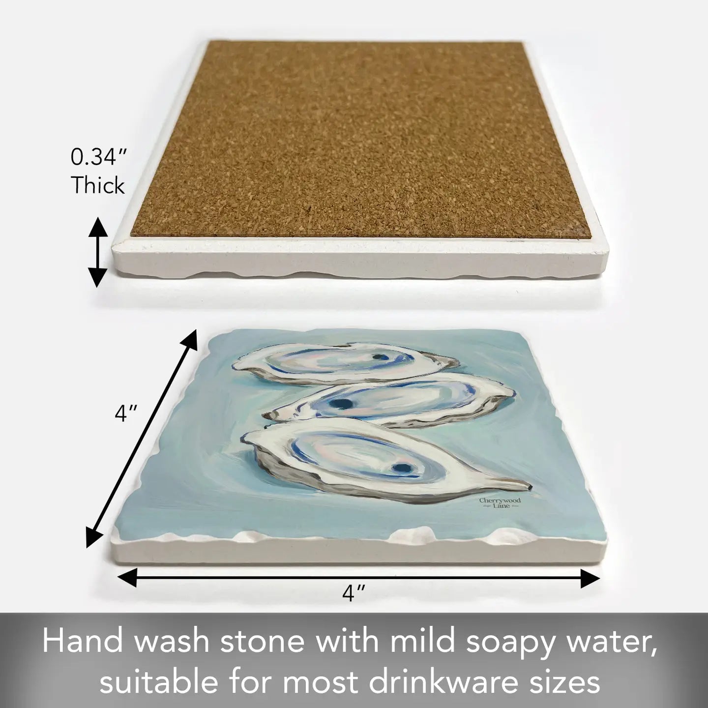 "Oysters Galore" Absorbent Tumbled Tile Coaster