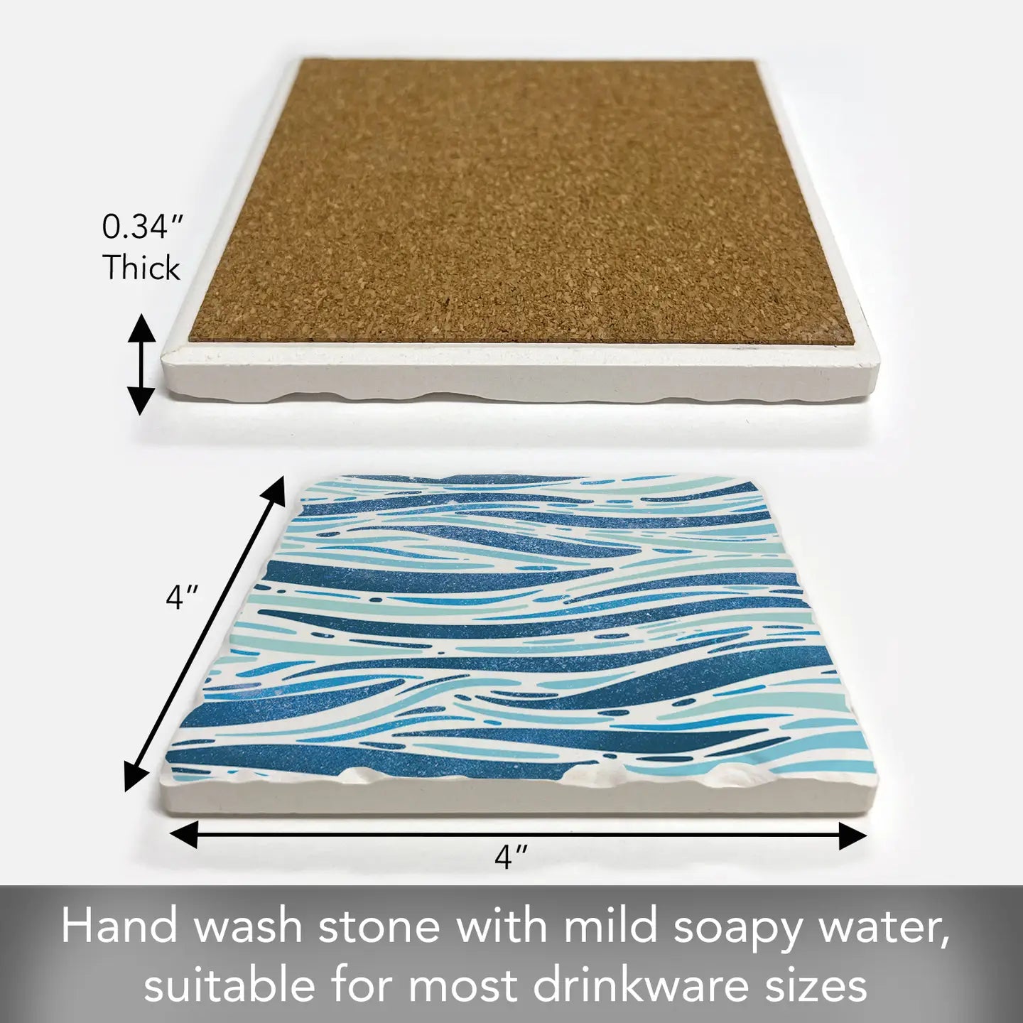 "Sparkling Waves" Absorbent Tumbled Tile Coaster