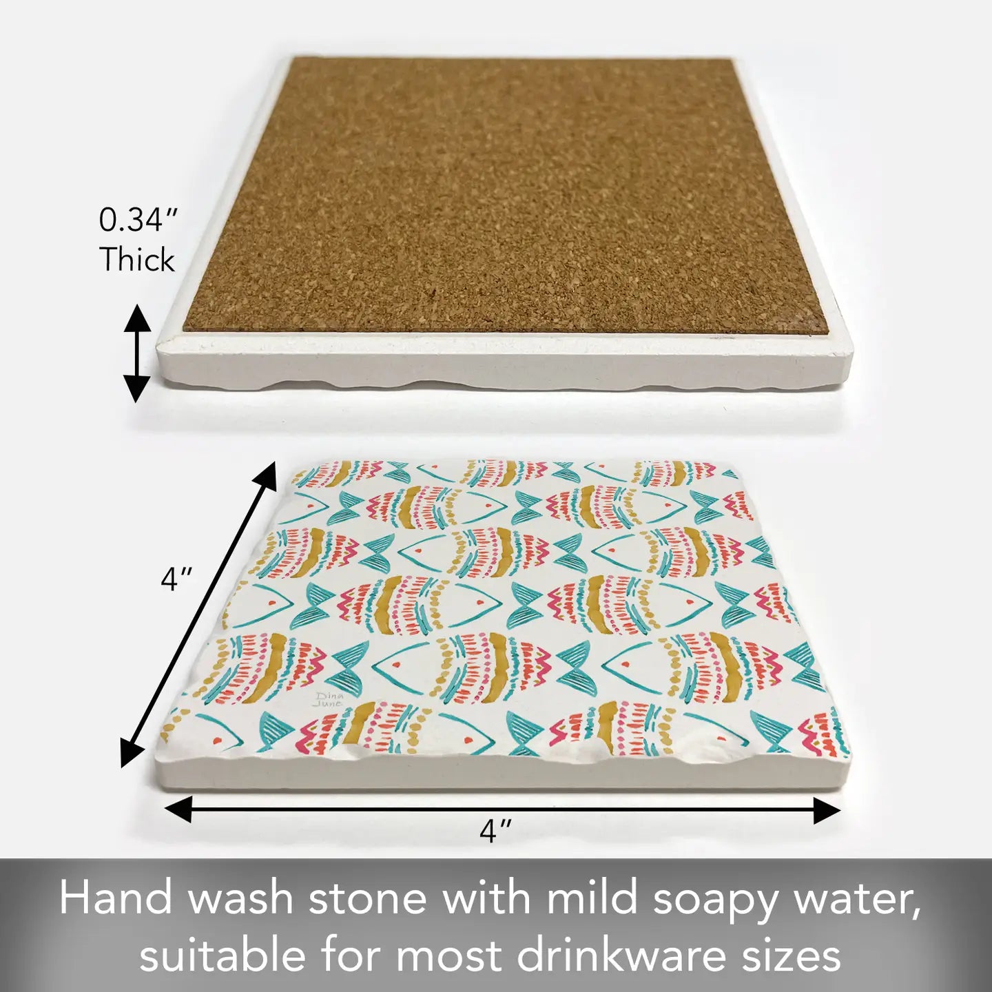 "Tropical Fish" Absorbent Tumbled Tile Coaster