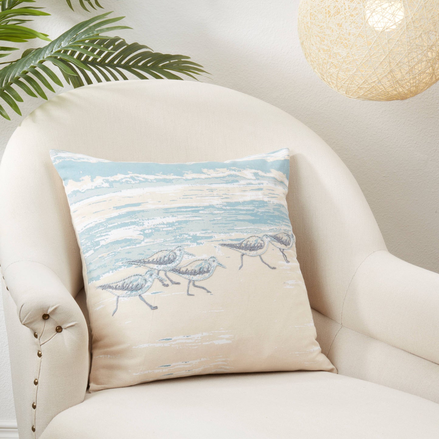 Seaside Harmony Sanderling Throw Pillow