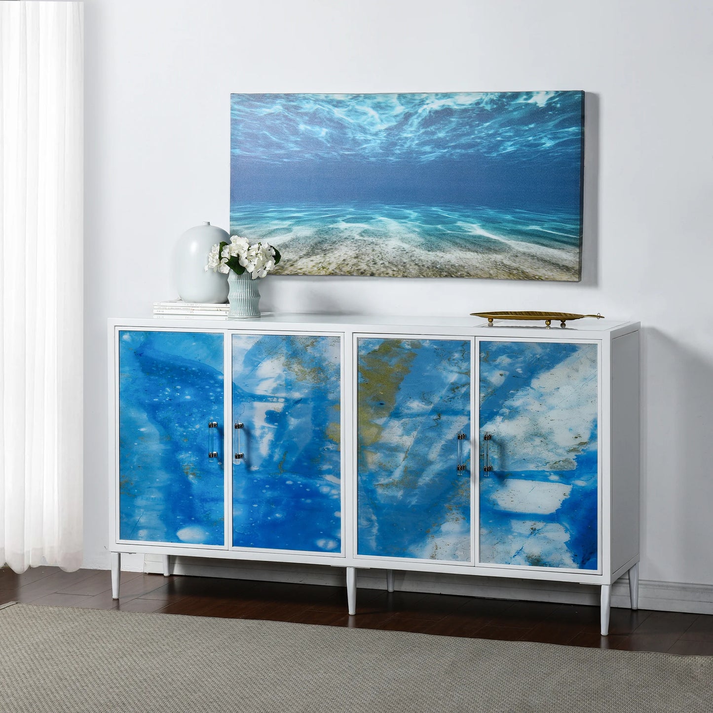 Austin Allen James Ocean Blues 4 Door Credenza