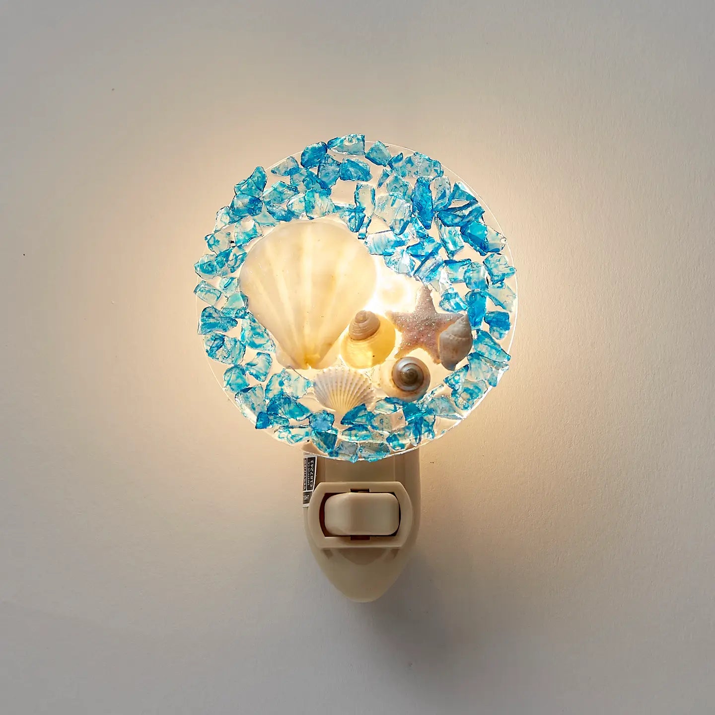 Deep Blue Seashell Round Led Boxed Night Light
