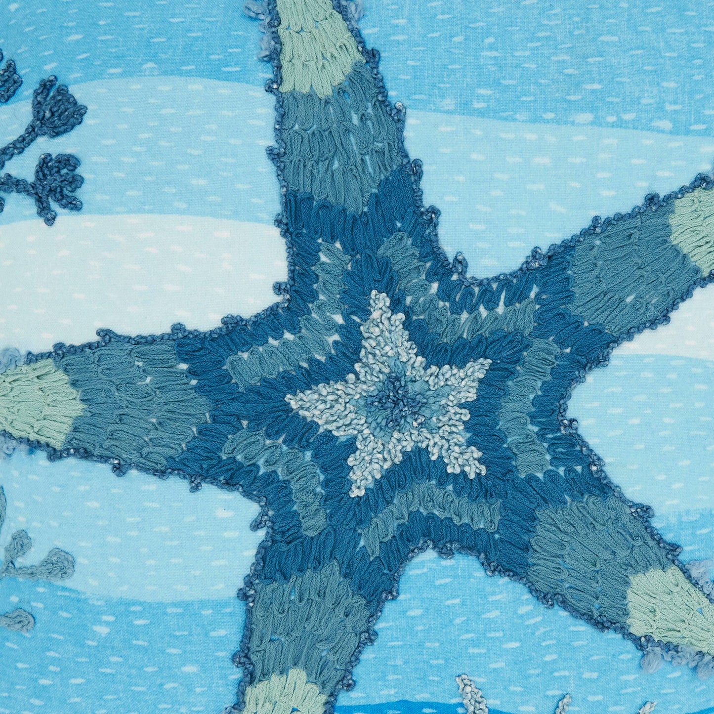 Outdoor Embroidered Starfish Pillow