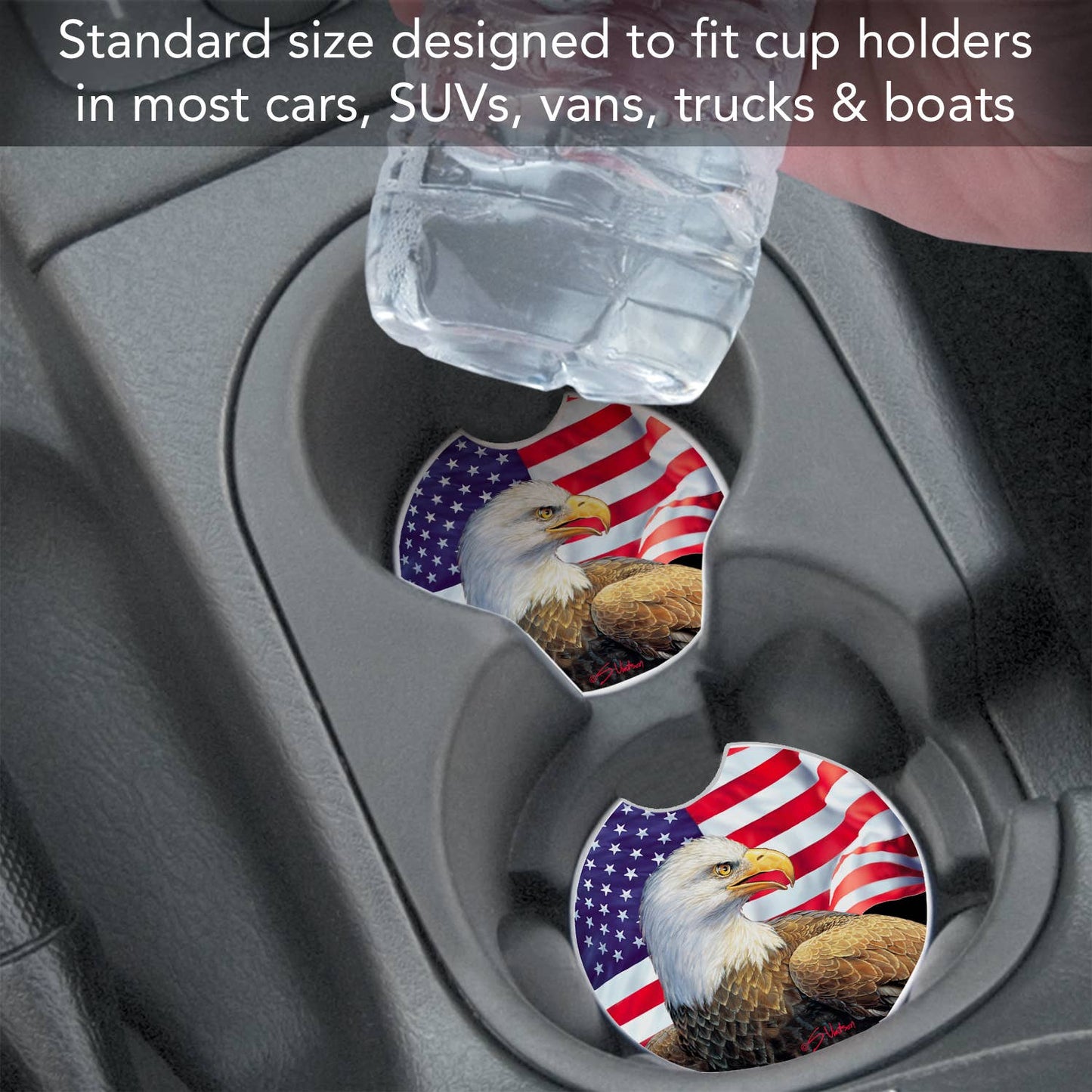 Eagle & Flag Absorbent Stone Car Coaster