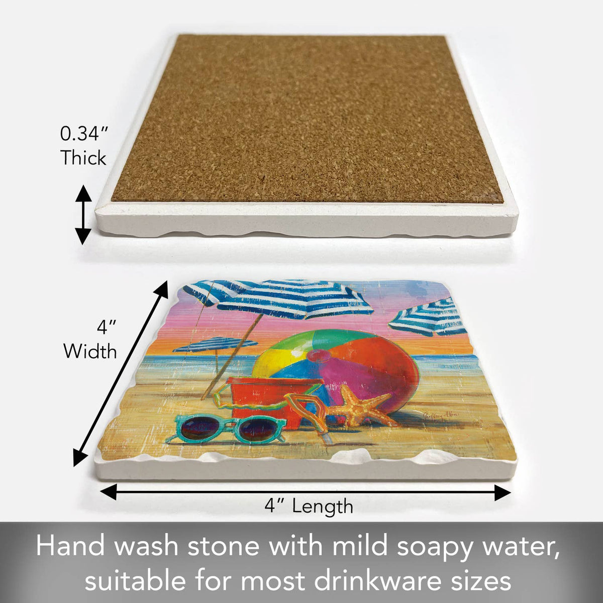 "Beach Ball" Single Tumbled Tile Coaster