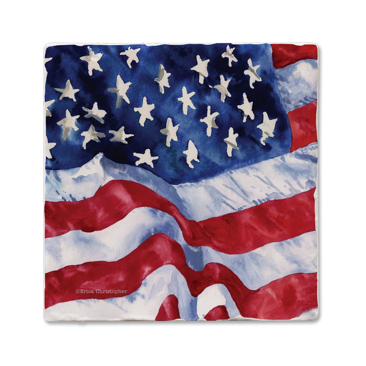 "Waving Flag" Single Absorbent Tumbled Tile Coaster