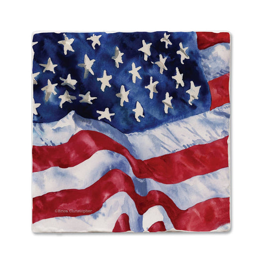 "Waving Flag" Single Absorbent Tumbled Tile Coaster