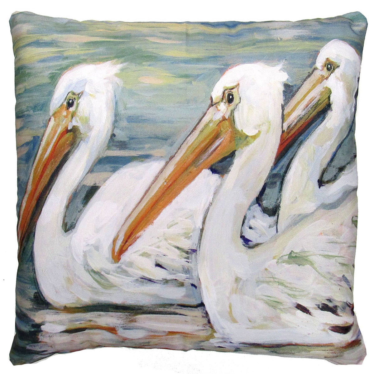 Pillow - Pelicans (3) Swimming - indoor/ outdoor cushion