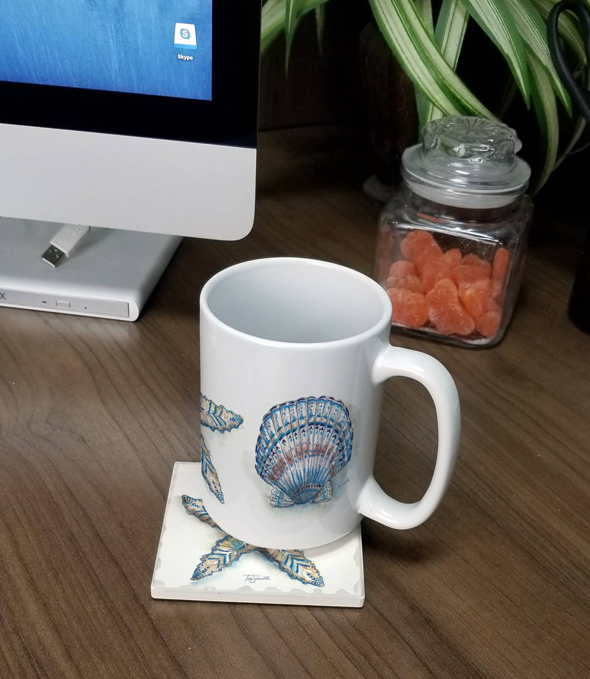 Bohemian Shells  15 oz. Ceramic Mug & Coaster Gift Set