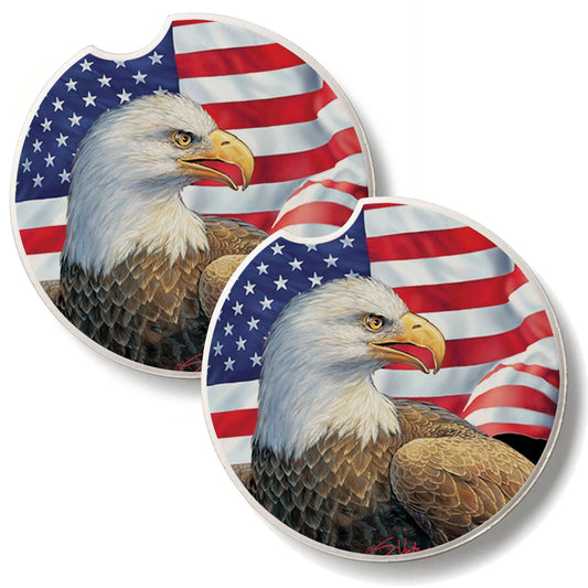 Eagle & Flag Absorbent Stone Car Coaster