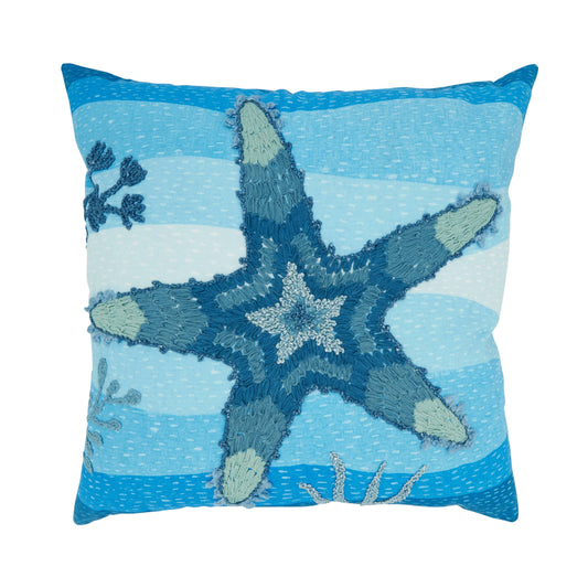 Outdoor Embroidered Starfish Pillow
