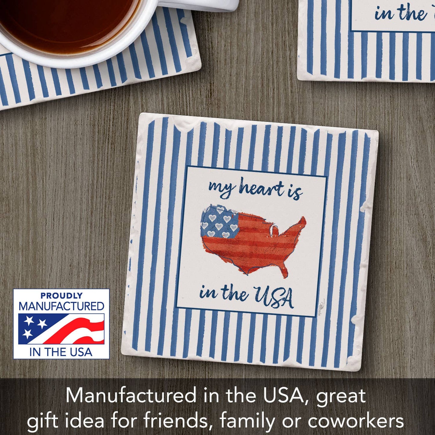 "USA Cuties-Home" Absorbent Tumbled Tile Coaster