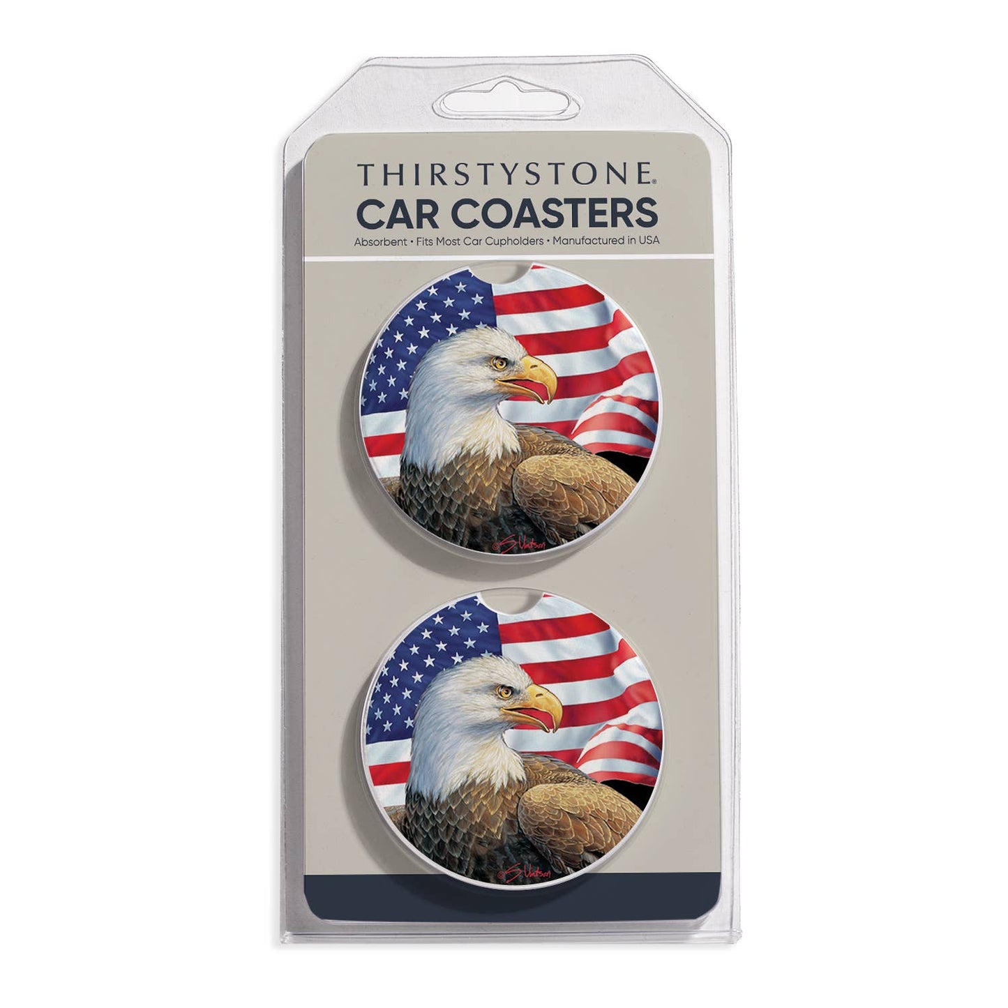 Eagle & Flag Absorbent Stone Car Coaster