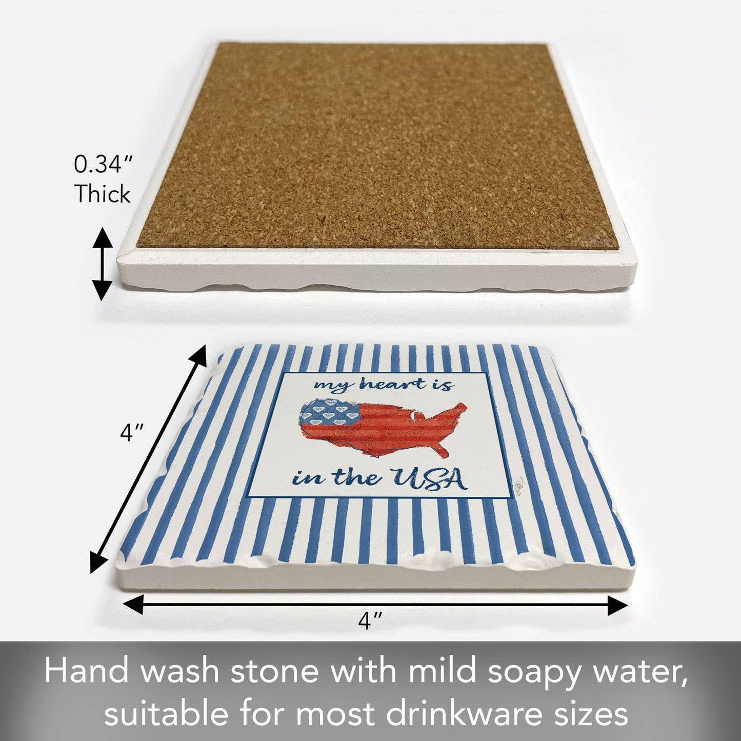 "USA Cuties-Home" Absorbent Tumbled Tile Coaster