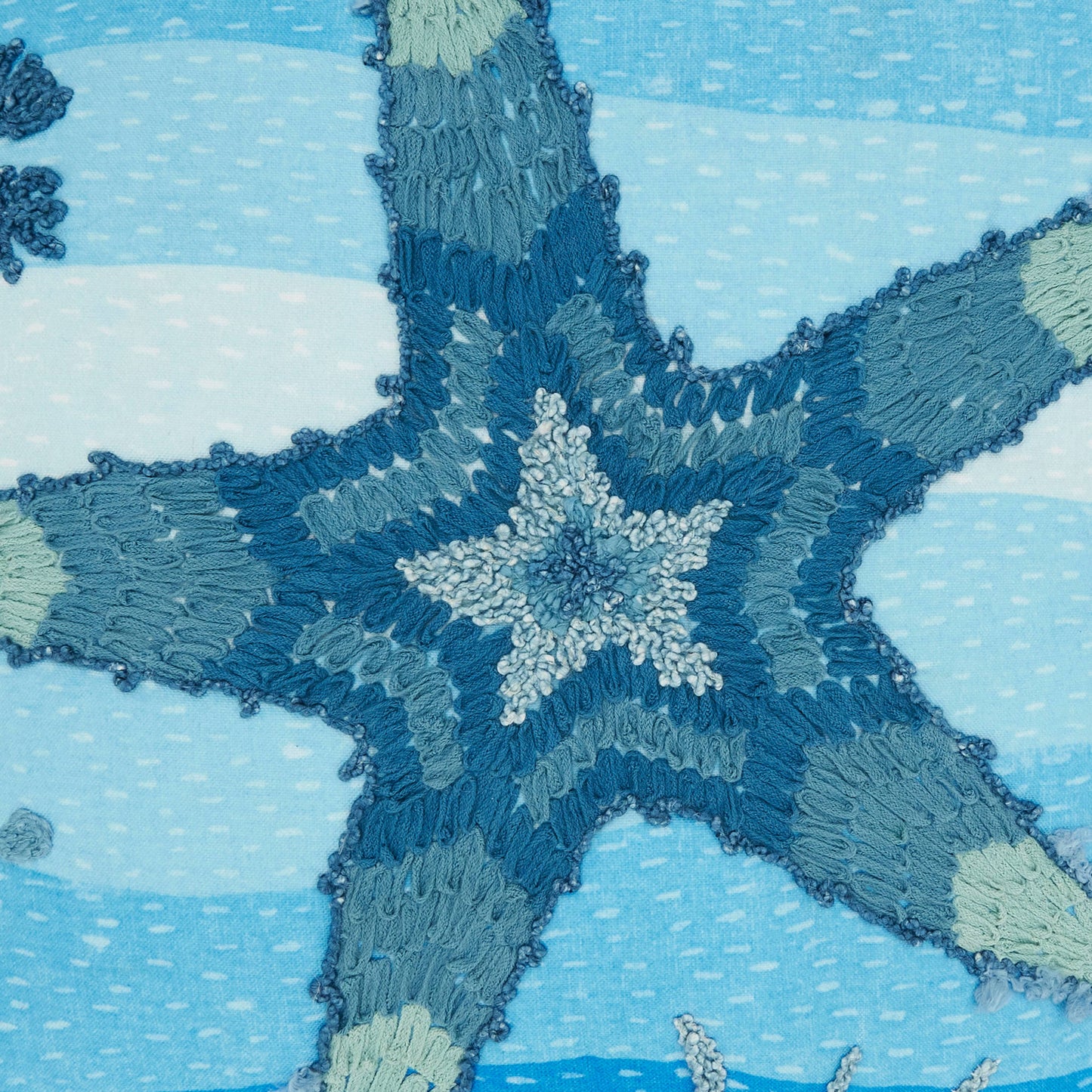 Outdoor Embroidered Starfish Pillow