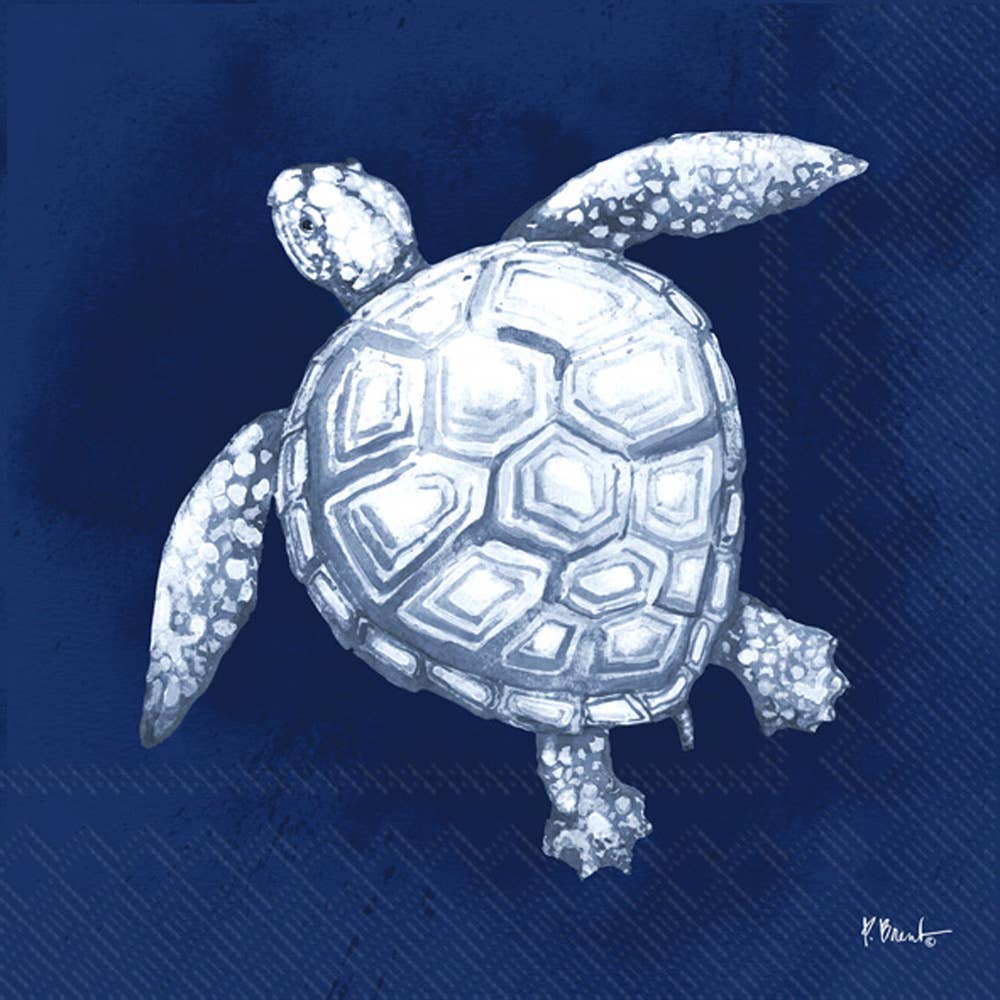 Paper Cocktail Napkins Pack of 20 Dark Sea Sea Turtle