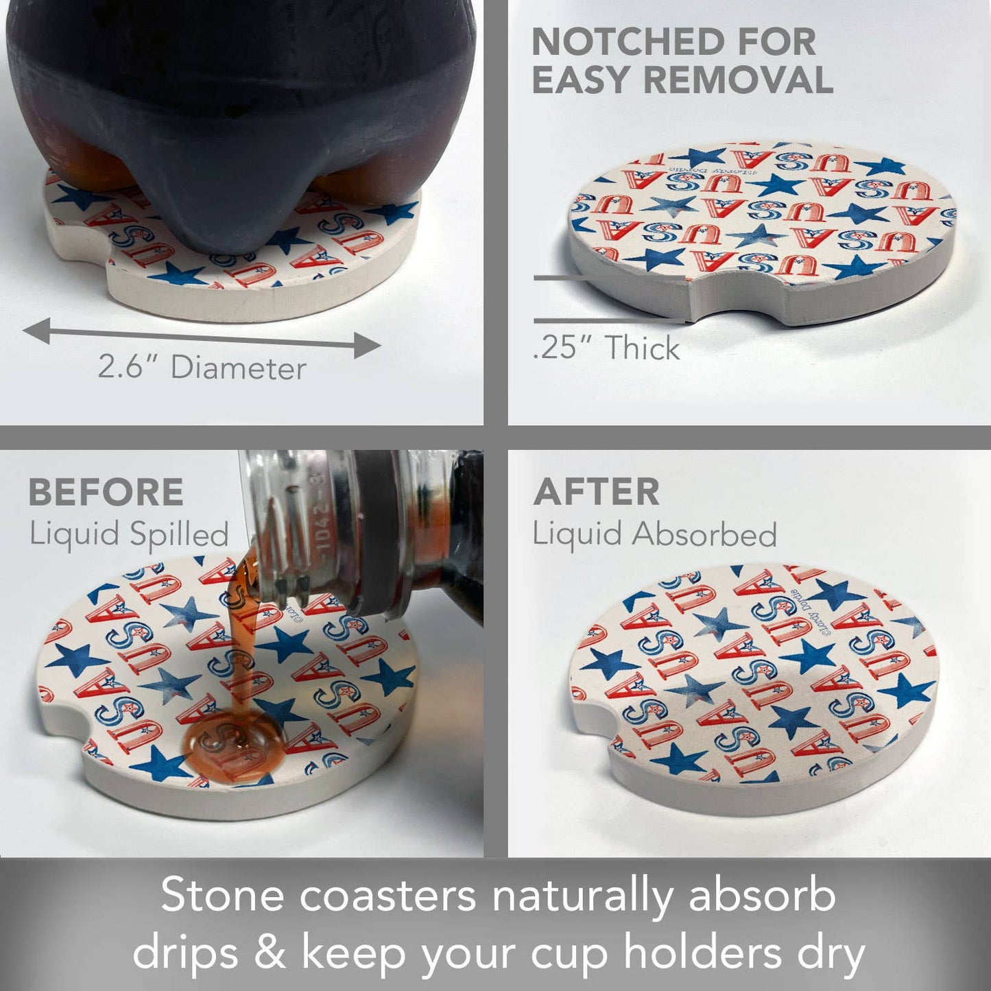 "USA Repeat" Stone Car Coaster