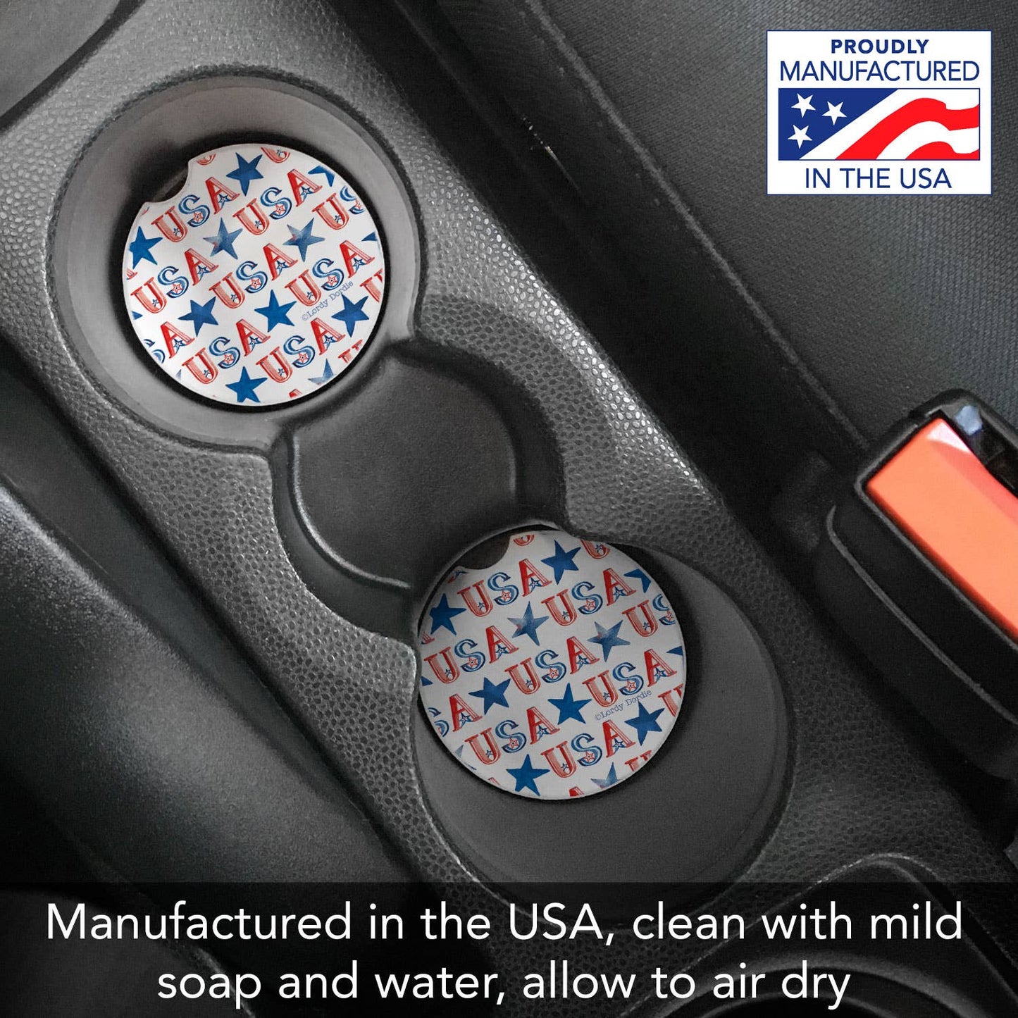 "USA Repeat" Stone Car Coaster