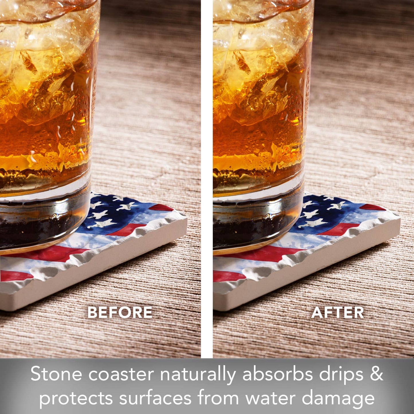 "Waving Flag" Single Absorbent Tumbled Tile Coaster