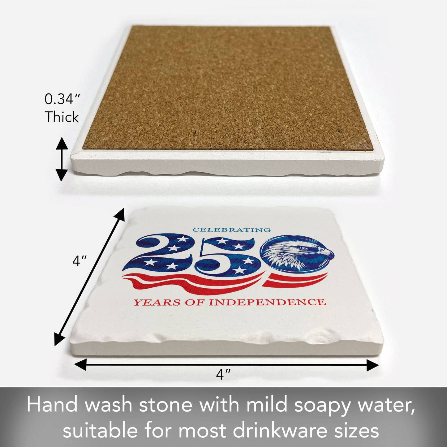 "Celebrate 250" Single Absorbent Tumbled Tile Coaster
