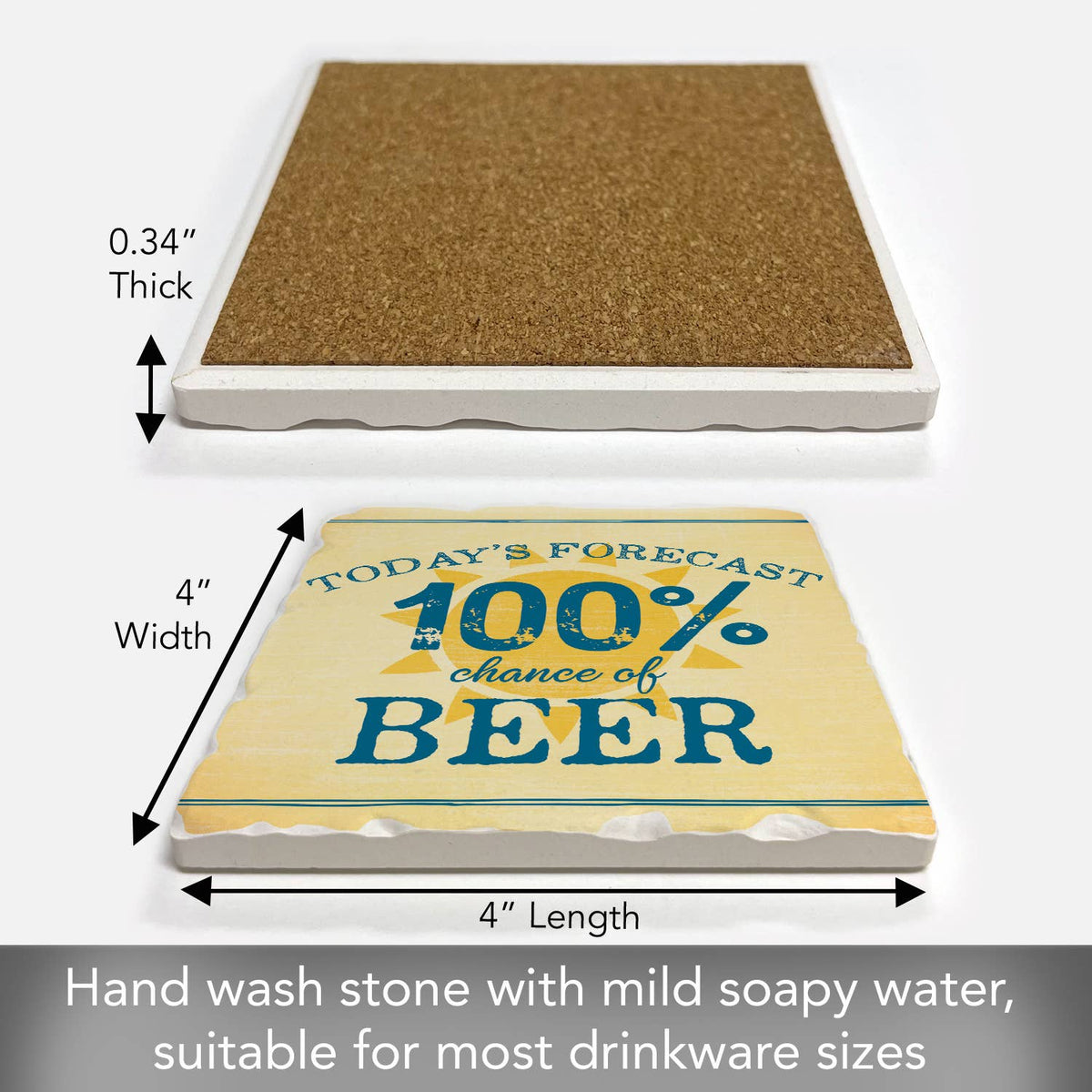 "Todays Forecast-Beer" Single Tumbled Tile Coaster