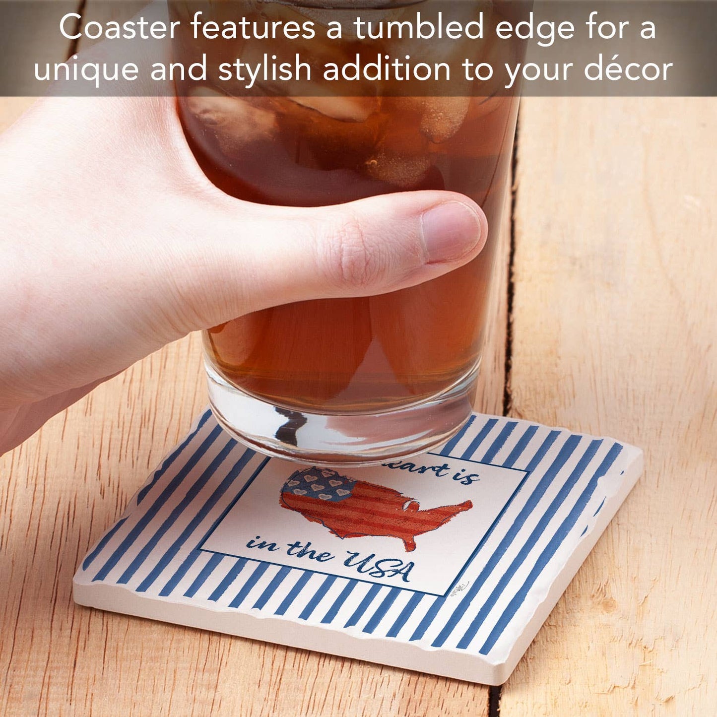 "USA Cuties-Home" Absorbent Tumbled Tile Coaster