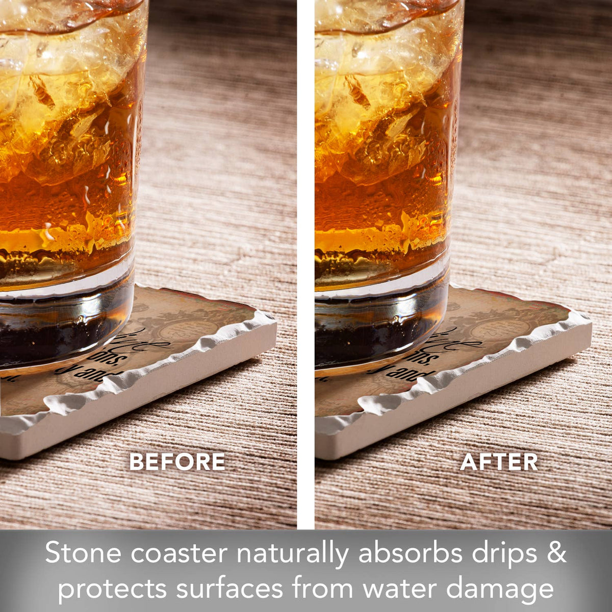 "Drink Wine" Single Absorbent Tumbled Tile Coaster