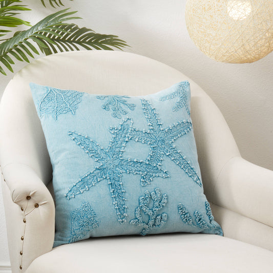 Aquatic Dreams Stonewashed Starfish Throw Pillow