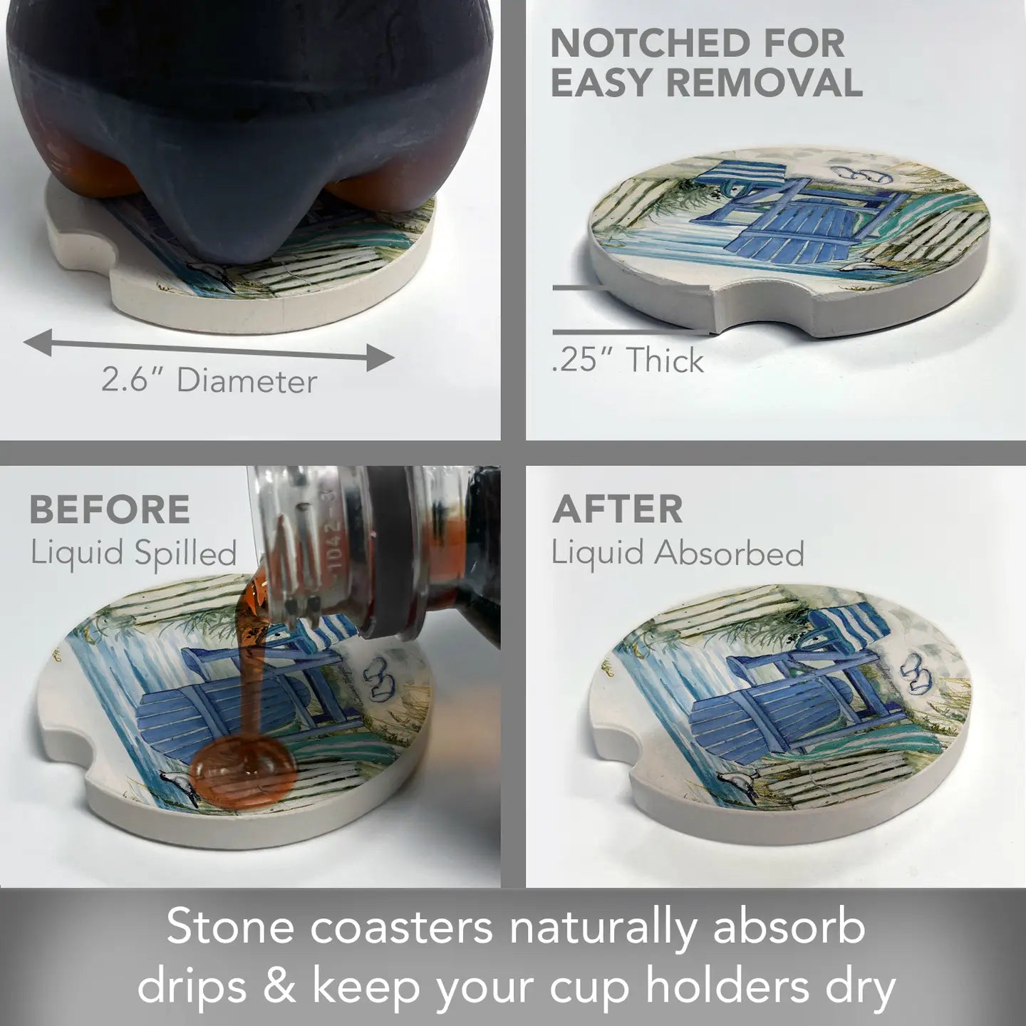 By the Sea Chair Absorbent Stone Car Coaster