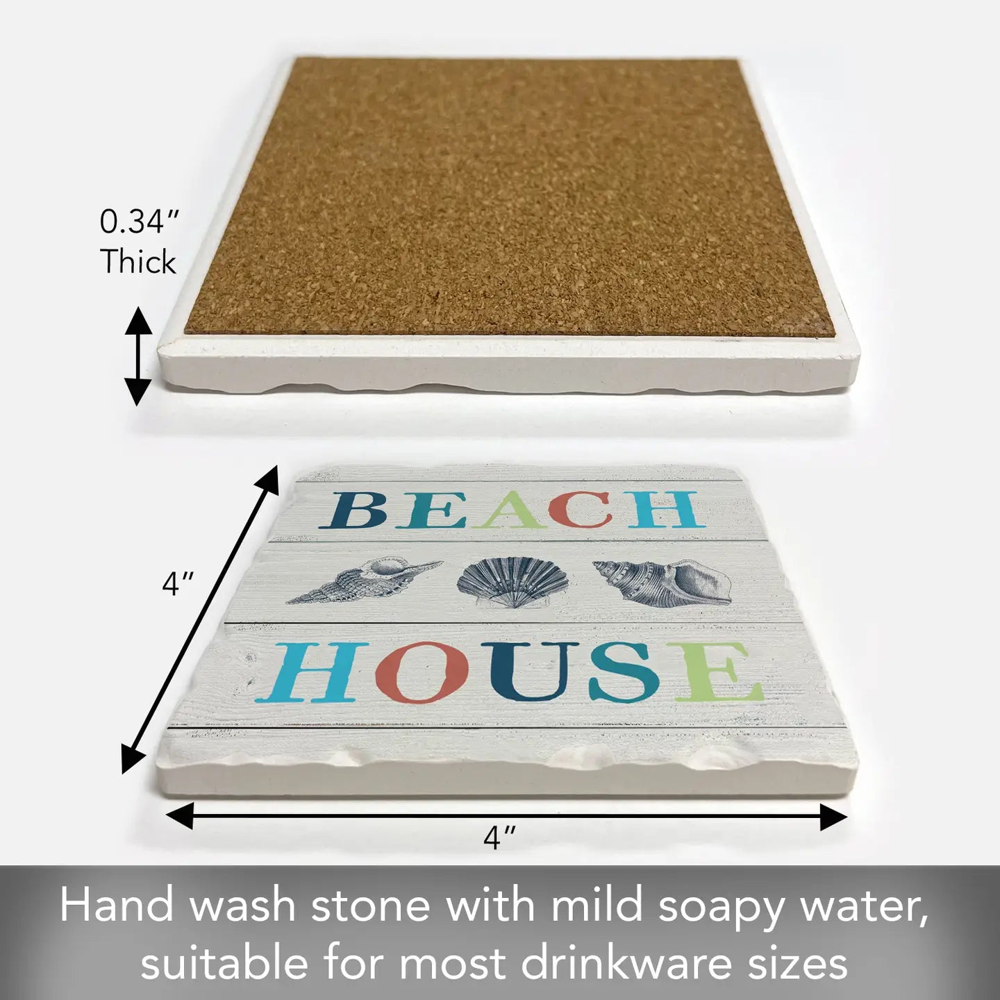 "Beach House Vibe" Absorbent Tumbled Tile Coaster
