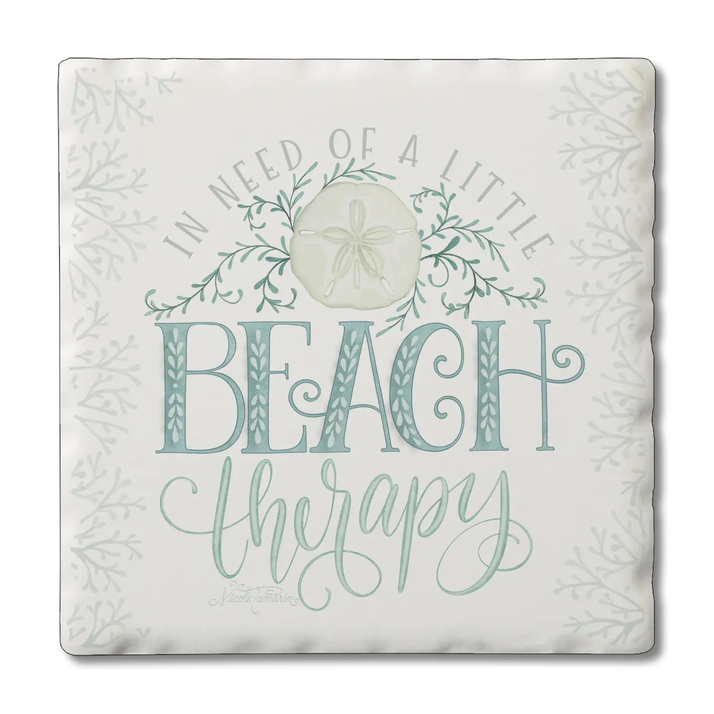 Beach Therapy Absorbent Stone Tumbled Tile Coaster