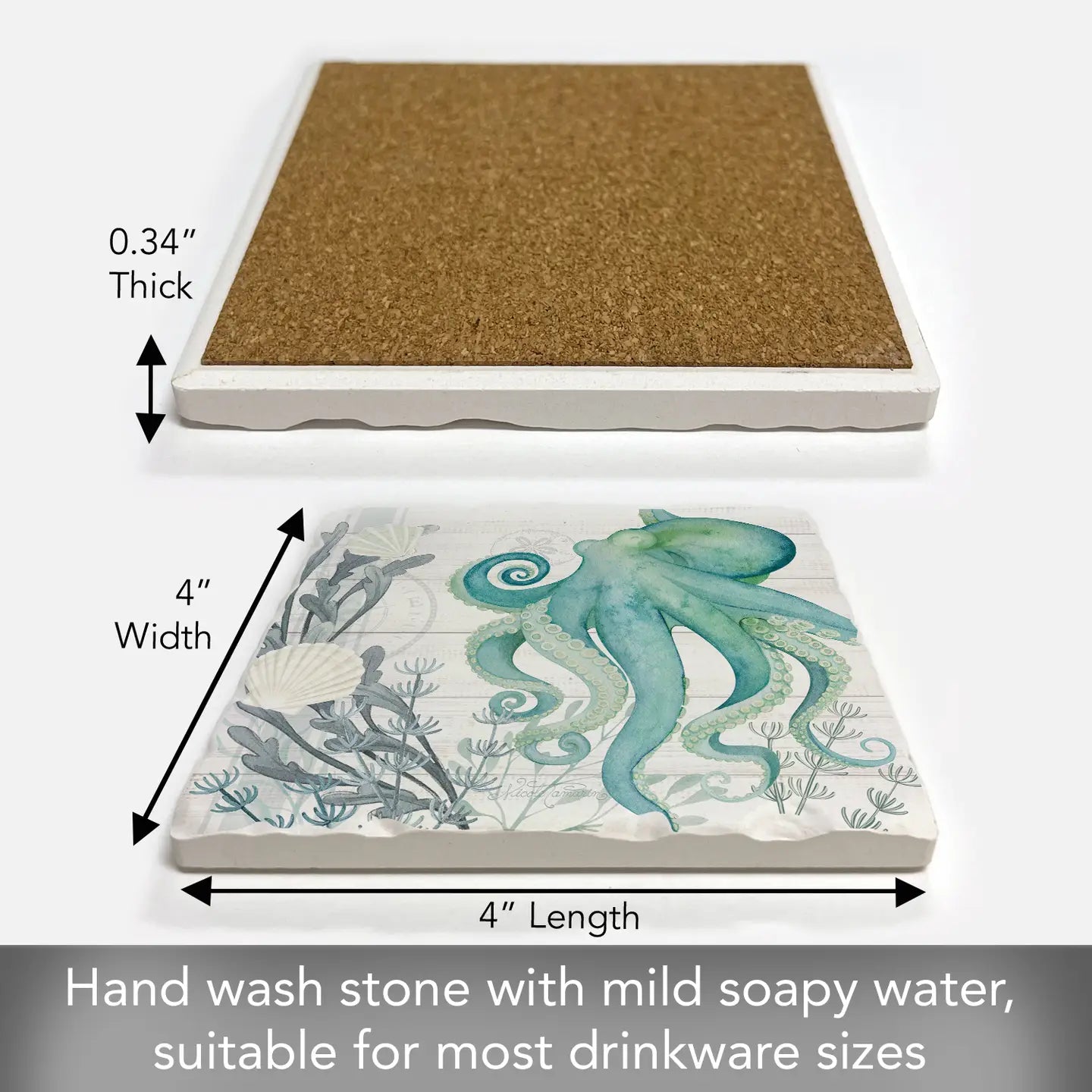Beach Therapy Sea Life Absorbent Tumbled Tile Coaster