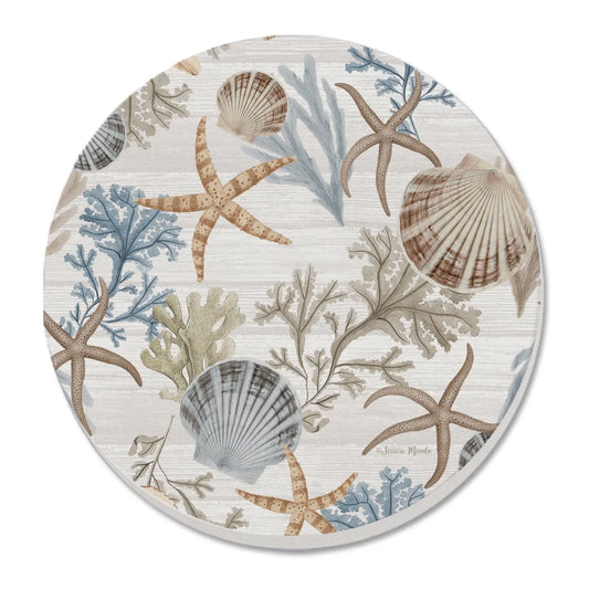 "Beyond the Shore" Round Absorbent Stone Coaster