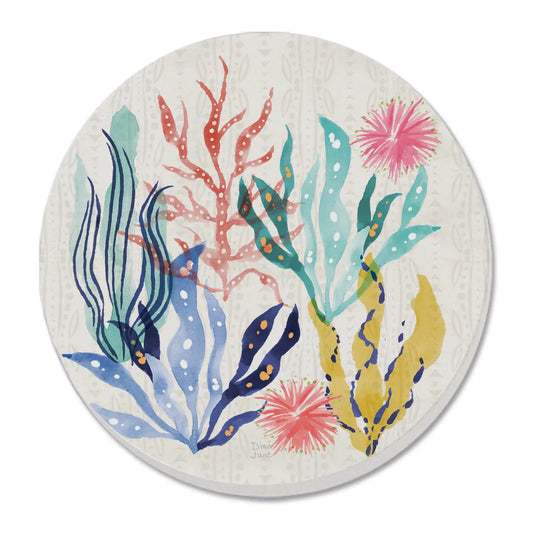 "Coral Colors" Round Absorbent Stone Coaster