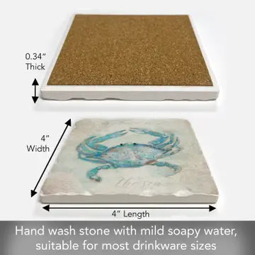 "Crab" Absorbent Tumbled Tile Coaster