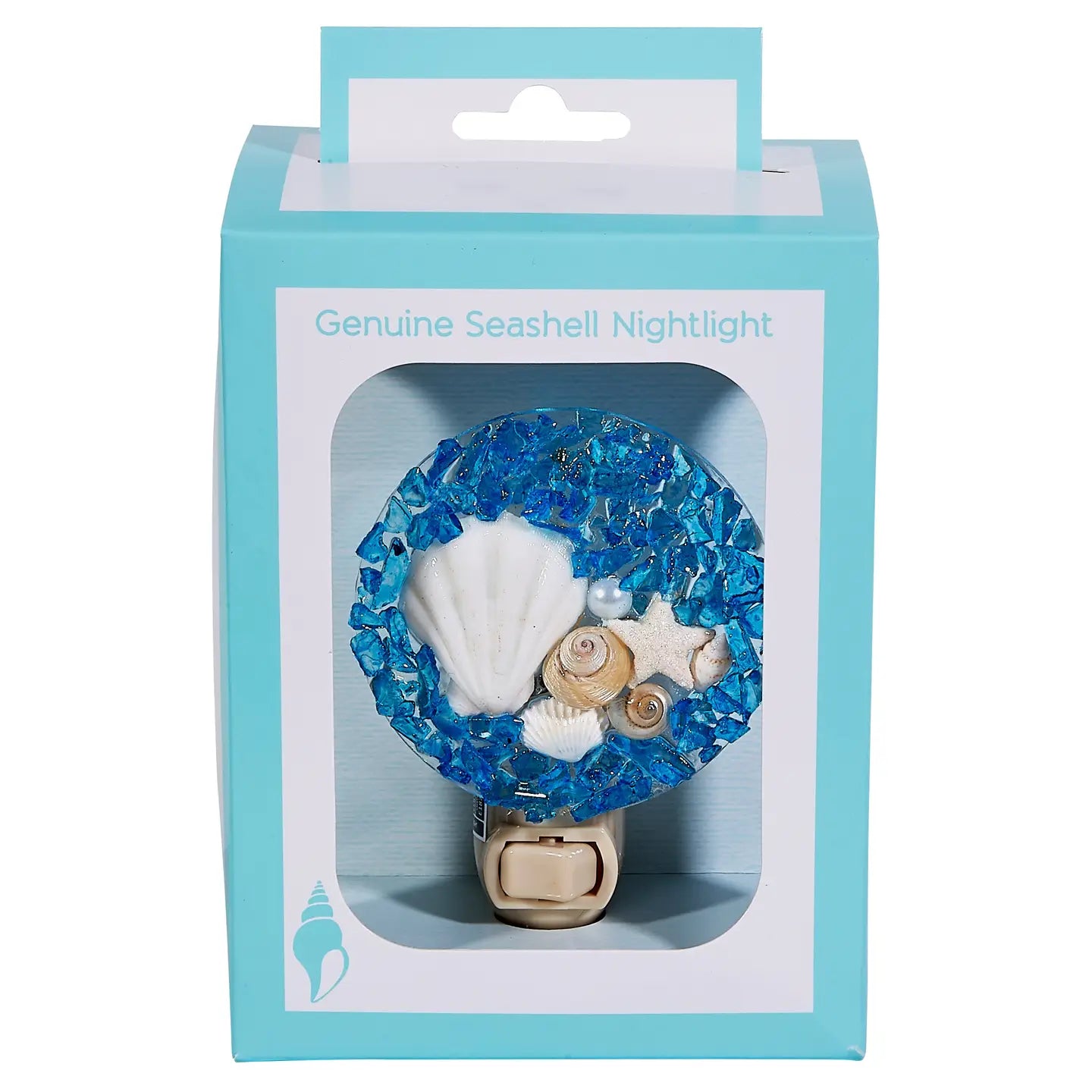 Deep Blue Seashell Round Led Boxed Night Light