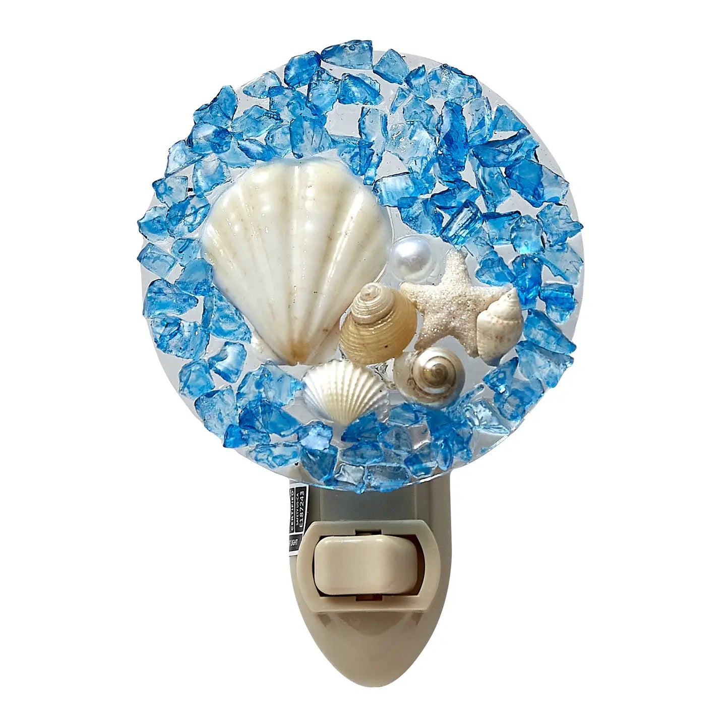Deep Blue Seashell Round Led Boxed Night Light