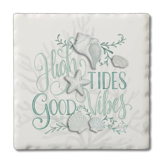 High Tides Title- Absorbent Tumbled Tile Coaster