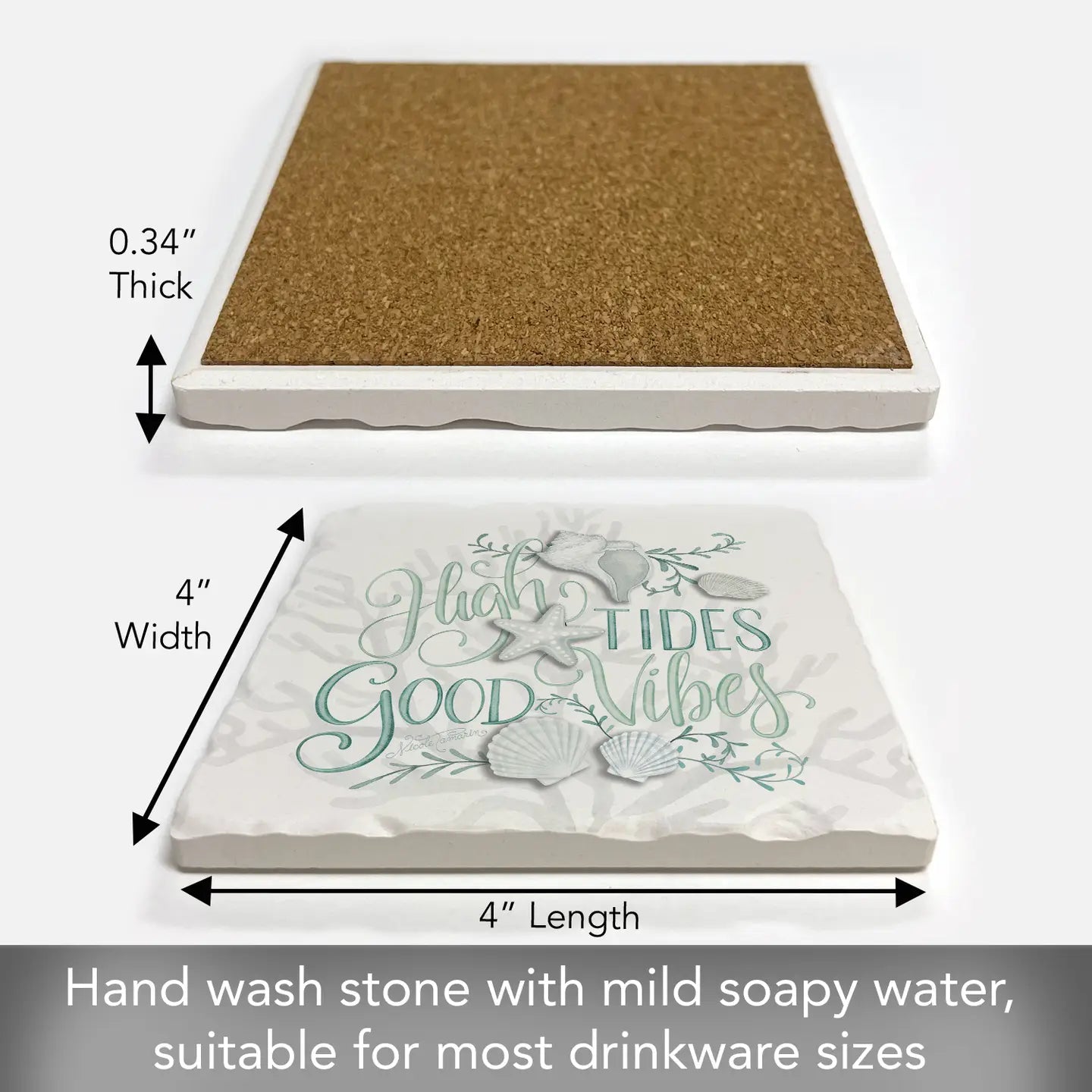High Tides Title- Absorbent Tumbled Tile Coaster