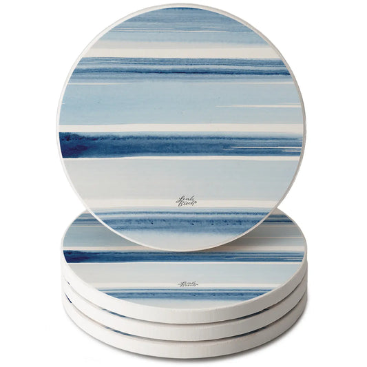 "Ocean Tides" Round Absorbent Stone Coaster