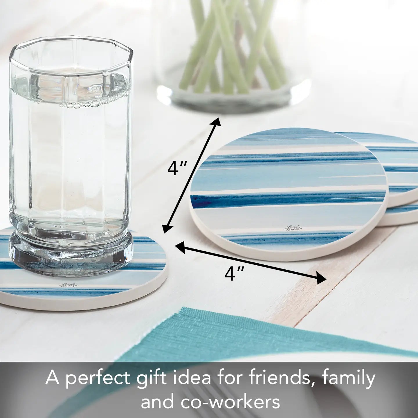 "Ocean Tides" Round Absorbent Stone Coaster