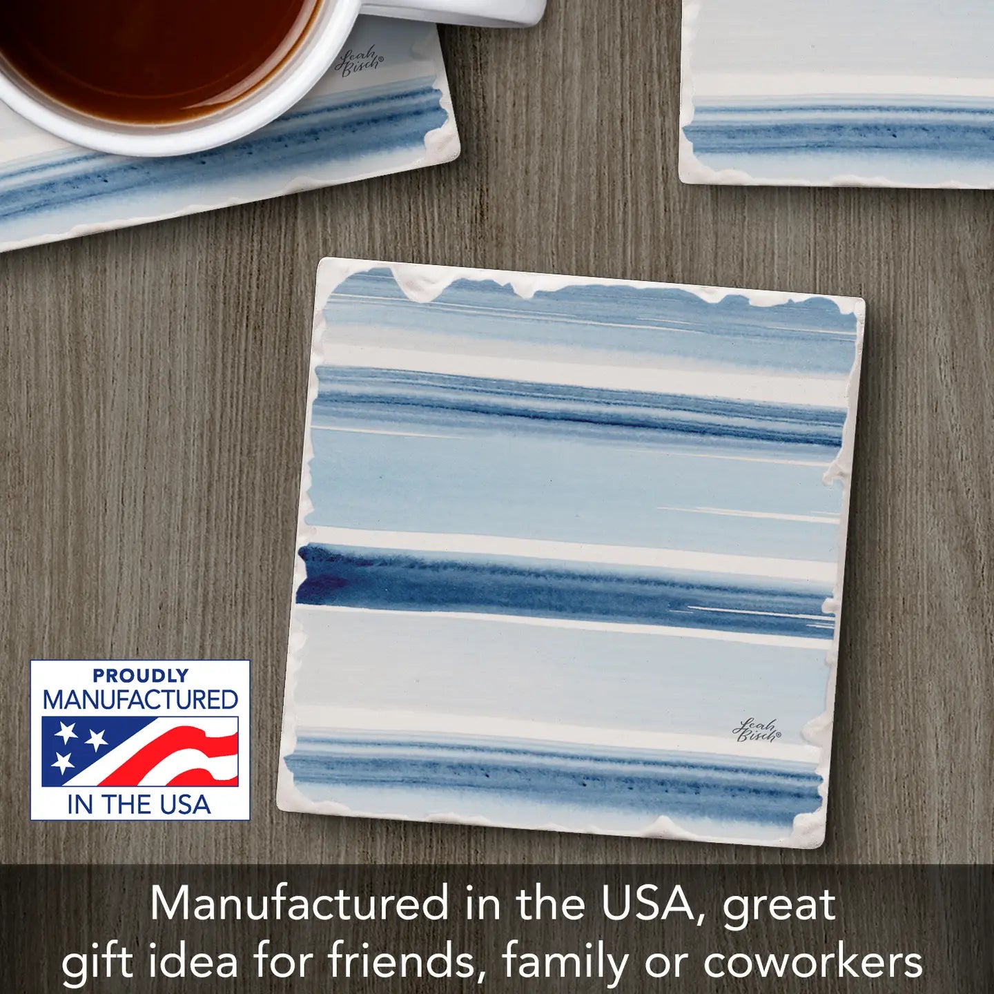 "Ocean Tides" Absorbent Tumbled Tile Coaster