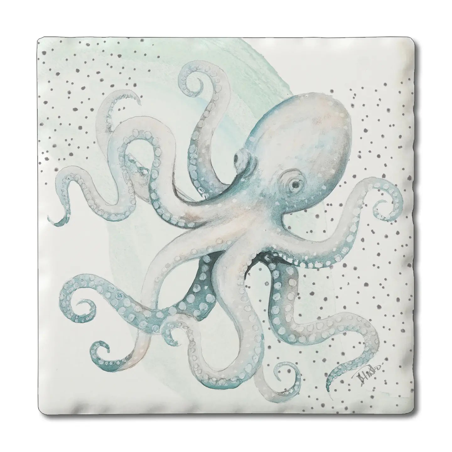 "Octopus" Absorbent Stone Tumbled Tile Coaster