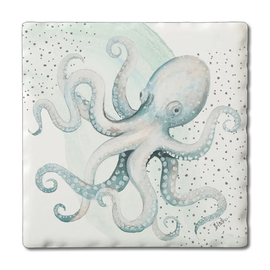 "Octopus" Absorbent Stone Tumbled Tile Coaster