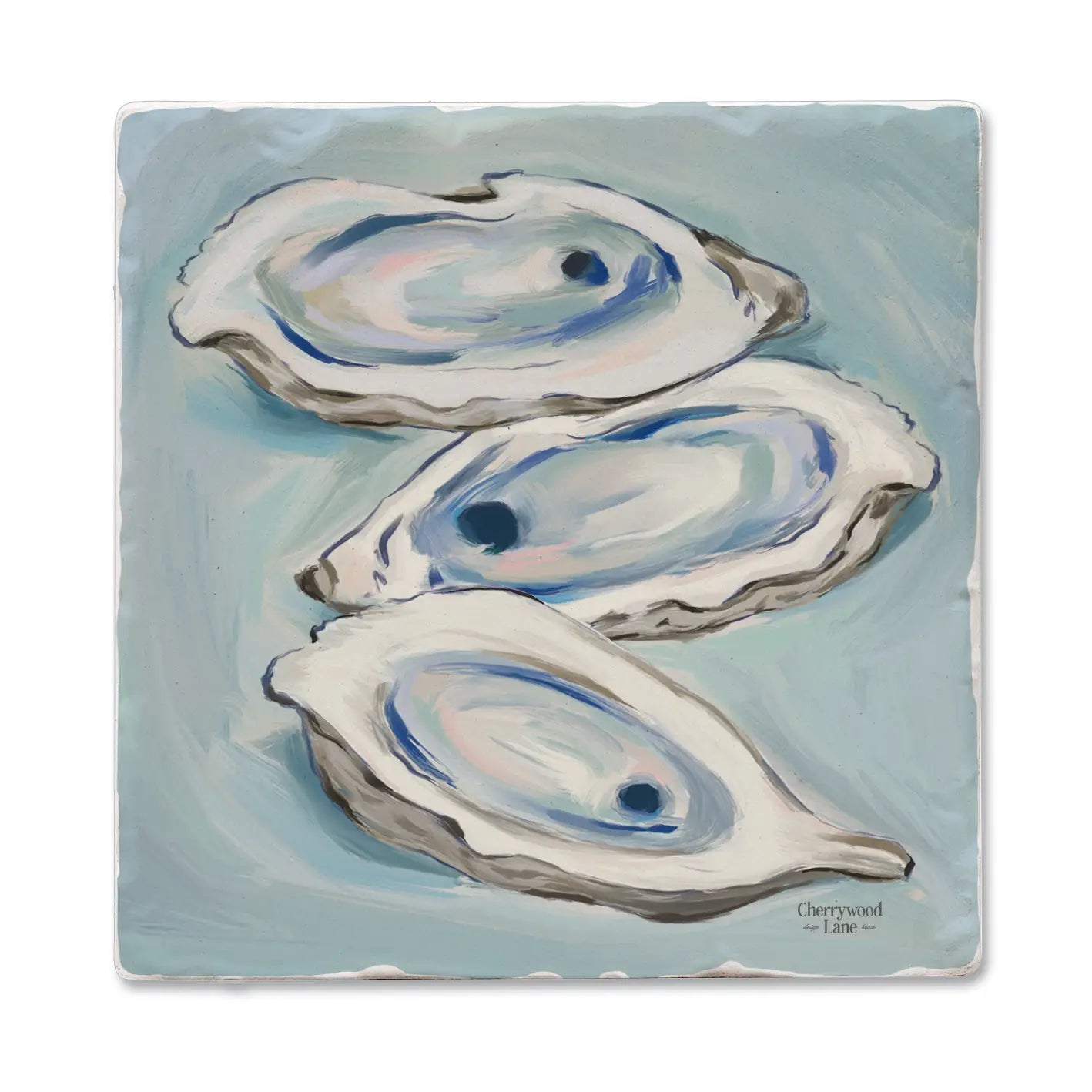 "Oysters Galore" Absorbent Tumbled Tile Coaster