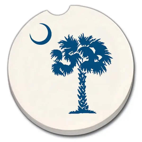 Palmetto Blue Absorbent Stone Car Coaster