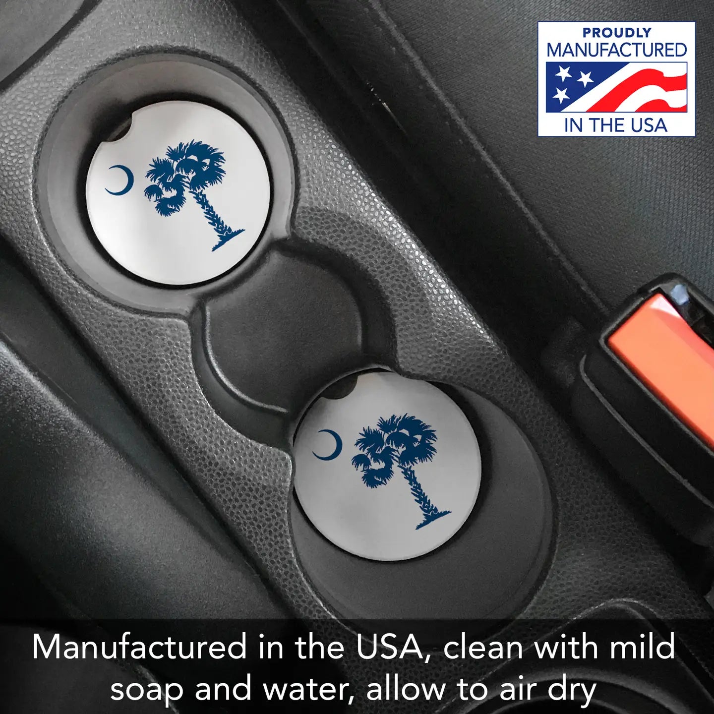 Palmetto Blue Absorbent Stone Car Coaster