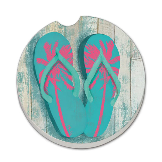 "Pompano Sandals" Absorbent Stone Car Coaster